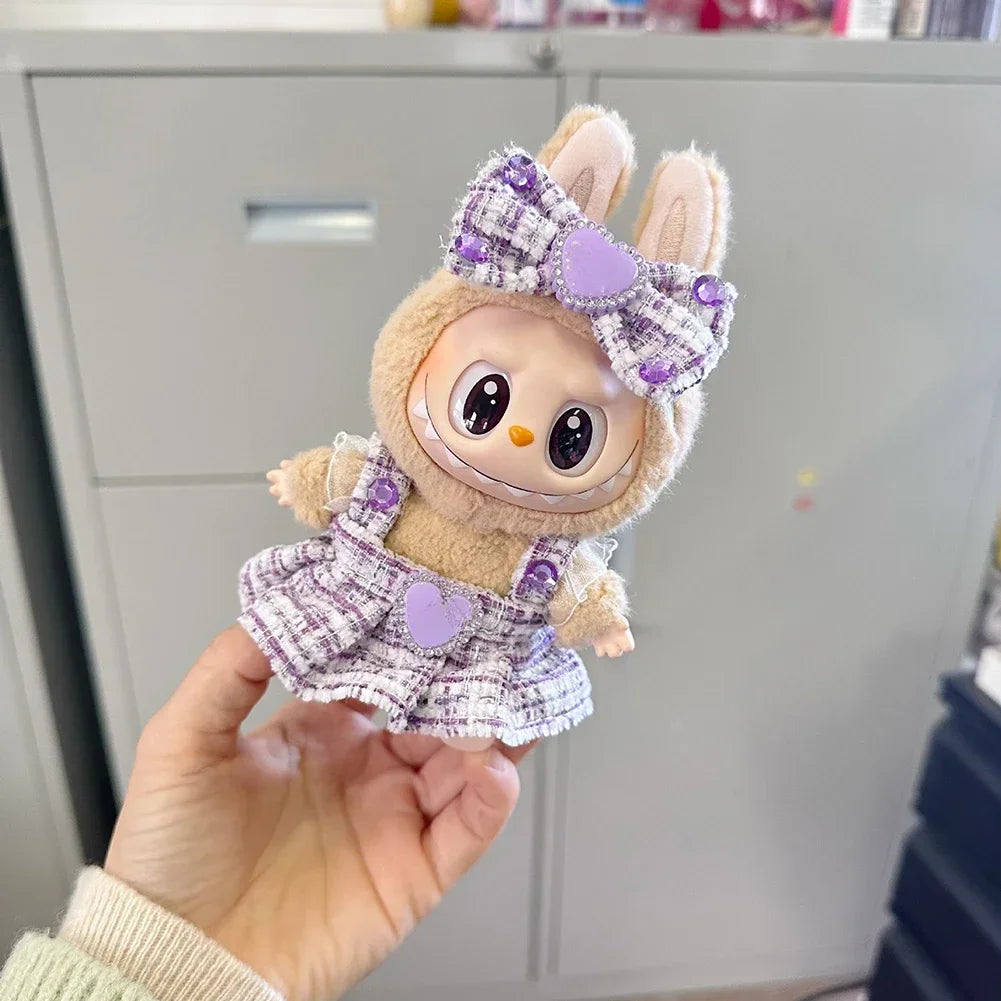 Shop the Labubu Designer Tweed Heart Dress & Ribbon – a stylish, high-quality doll outfit featuring a chic heart design and elegant ribbon. Perfect for collectors!