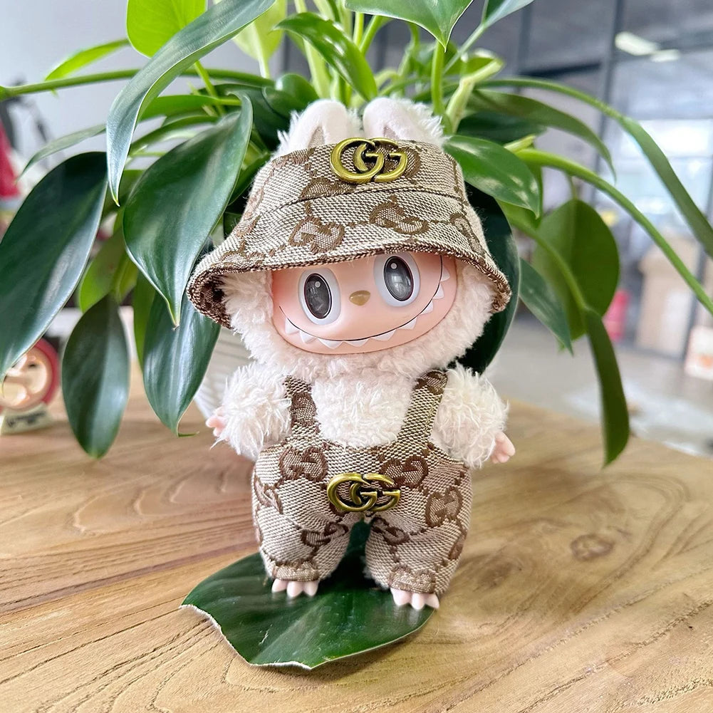 Upgrade your Labubu outfits with this Monogram Hat & Jumpsuit Set! A stylish, high-quality designer look for your doll’s wardrobe. Perfect for collectors!
